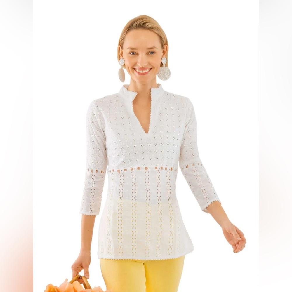 Gretchen Scott eyelet tunic. White. Xl